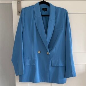 Vici Sky Blue Double-Breasted Blazer